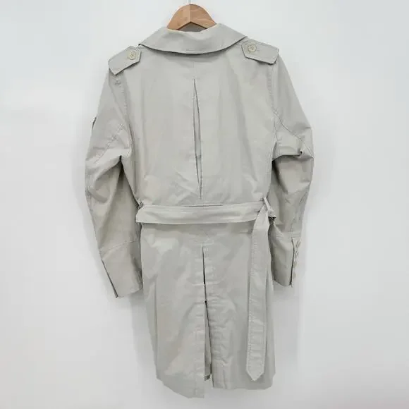 Burberry Trench Chelsea Kensington Short Belt Jacket Coat Grey Rain White 14R LW - Picture 2 of 16
